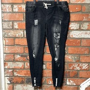 EUC KUNMI Women High Waist Skinny Stretch Ripped Jeans Destroyed 4X